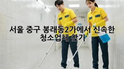 서울 중구 봉래동2가에서 신속한 청소업체 찾기!